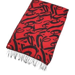 Coca Cola Red Black All Over Logo Scarf Wrap Shawl Pashmina Style Reversible